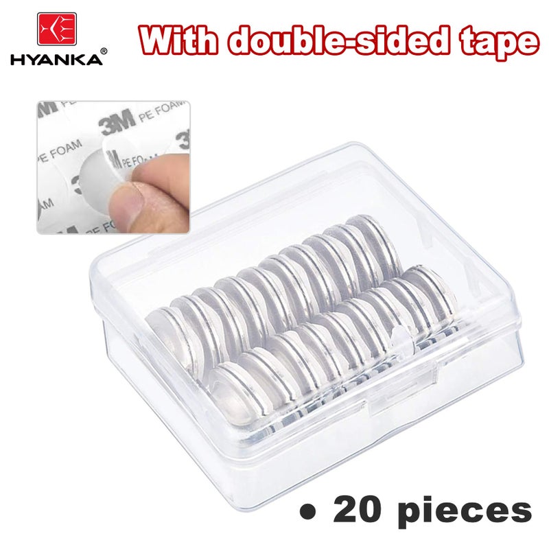 H YANKA HYANKA 20 Pieces Magnetic Name Badge Round Adhesive Name Tag Holders with a Plastic Storage Box for Name Tags and Circle Badges (Diameter of 17 mm/0.67 inch) - Image 5